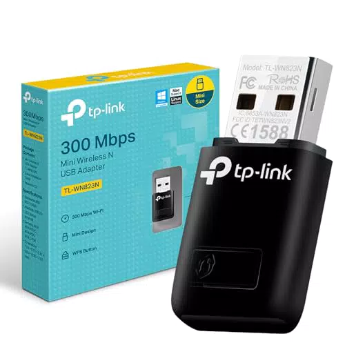 TP-Link TL-WN823N Adaptador USB Inalámbrico 300Mbps 2.4GHz WPS Windows y Mac
