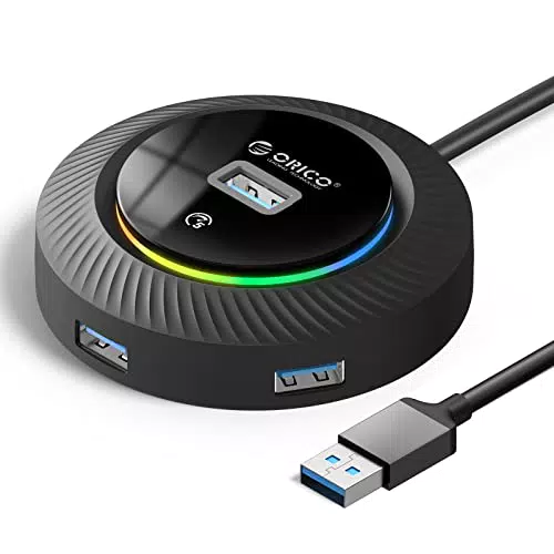 Hub USB 3.0 RGB de 4 Puertos con Alimentación para MacBook, iMac y PC