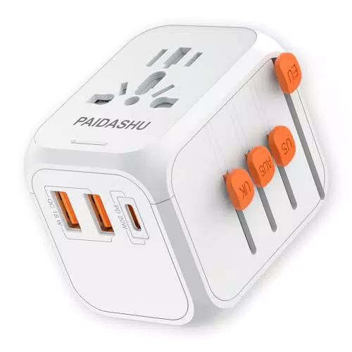 Adaptador de Viaje Universal con PD20 W, 2 USB 1 USB C y 1 AC