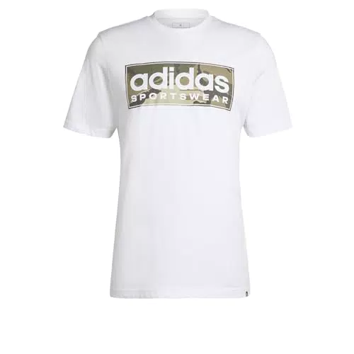 adidas Hombre Camo Linear Graphic tee, White