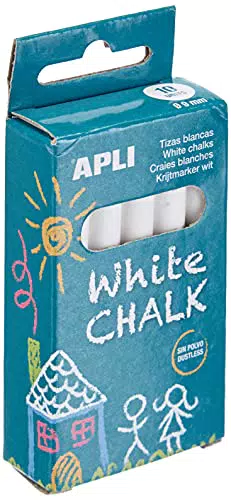 APLI 14576 - Caja tiza blanca redonda, 10 uds