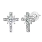Arrebol Pendientes Cruz Mujer Plata de Ley 925 con Zirconia Cúbica Mujer Hombre Original Joyería Regalo