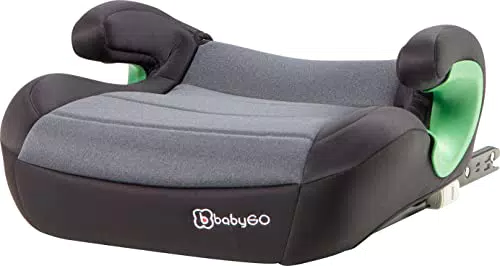 babyGO Asiento elevador Bursa III según la nueva norma I-Size Asiento elevador para niños con Isofix ajustable Asiento infantil/asiento de coche para niños Gris