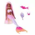 Barbie Muñeca sirena Brooklyn que cambia de color con el agua con accesorios de moda y delfín