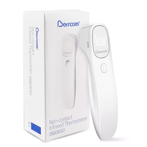 Berrcom Termómetro Digital Termómetro de Infrarrojos sin Contacto de Frente para Adultos y Niños 3 en 1 con Alerta de Fiebre Termómetro para Bebés sin Contacto Pantalla LED Grande
