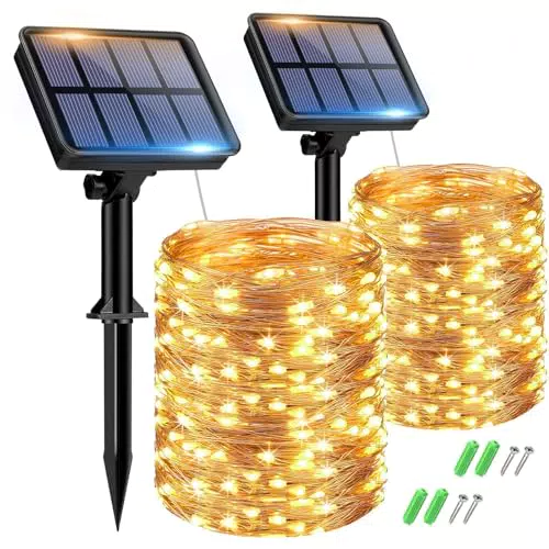 btfarm 2 Paquete Guirnaldas Luces Exterior Solar, Totalmente 30M 300 LED