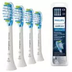 Cabezales de cepillo dental sónico estándar Philips Sonicare Original C3 Premium Plaque Defence: paquete de 4 unidades en negro