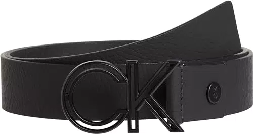 Calvin Klein Cinturón de Piel para Hombre, Negro, 125 cm
