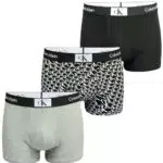 Calvin Klein Trunk 3Pk 28E, Hombre, Blk/Grey Hthr/Warped Logo Prt_blk