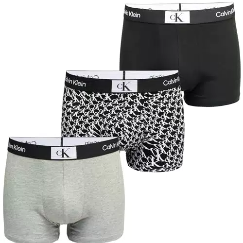 Calvin Klein Trunk 3Pk 28E, Hombre, Blk/Grey Hthr/Warped Logo Prt_blk