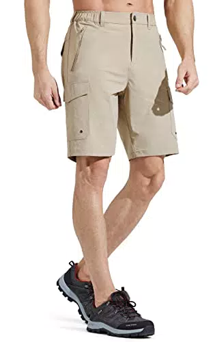 Comallan Pantalon Corto Hombre Secado Rápido Pantalones Trekking Senderismo Cargo Trabajo Cortos y con Bolsillos con Cremallera
