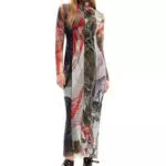 Desigual Vestido de Manga Larga para Mujer, Material de Acabados