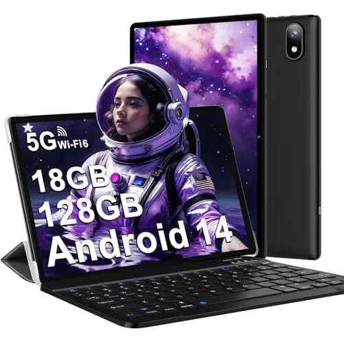 DMOAO Tablet 10 Pulgadas Android 14 con 5G Wi-Fi 6, FHD Tablet con 18 GB RAM + 128 GB ROM
