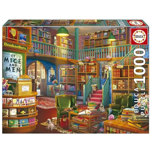 Educa - Librería, Puzzle de 1000 Piezas para Adultos. Medidas: 68 x 48 cm. Incluye Cola Fix Puzzle. A Partir de 14 años
