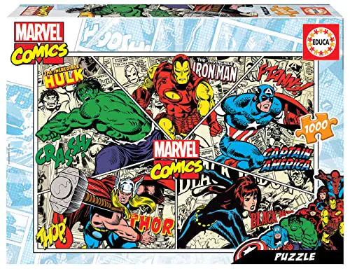 Educa - Puzzle de 1000 Piezas para Adultos, Marvel Comics. Incluye Pegamento Fix Puzzle. A Partir de 14 años