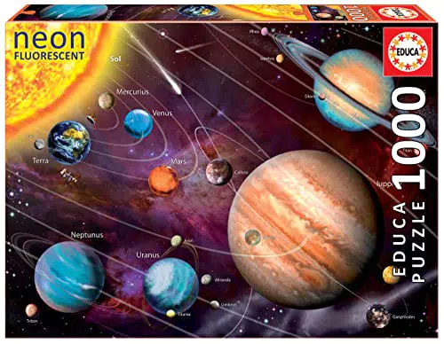 Educa - Puzzle de 1000 Piezas para Adultos, Sistema Solar con Efecto neón Que Brilla en la Oscuridad. Recomendado a Partir de 14 años