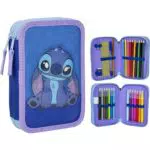 Estuche de 3 Compartimentos de Stitch - Color Azul - 12