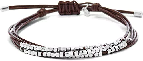 Fossil Pulsera Para Mujer, 63mm Ajustable Marrón Base Metal Pulsera