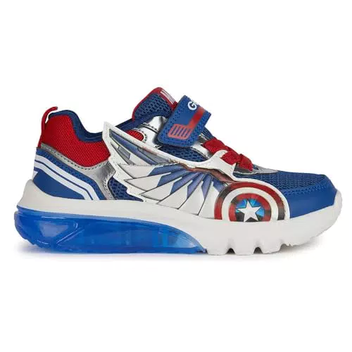 Geox J Ciberdron Boy B, Zapatillas, Azul y Rojo