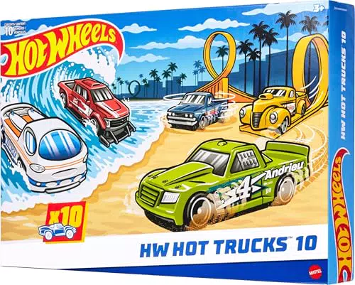 Hot Wheels Pack 10 Camiones, Set de Coches de Juguete Que Incluye camionetas y Furgonetas