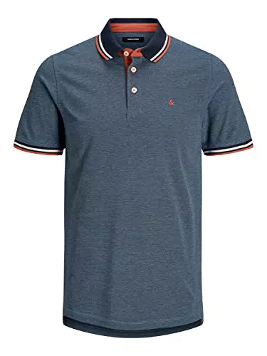 JACK & JONES Jjepaulos Polo Ss Polo, Hombre, Denim Azul
