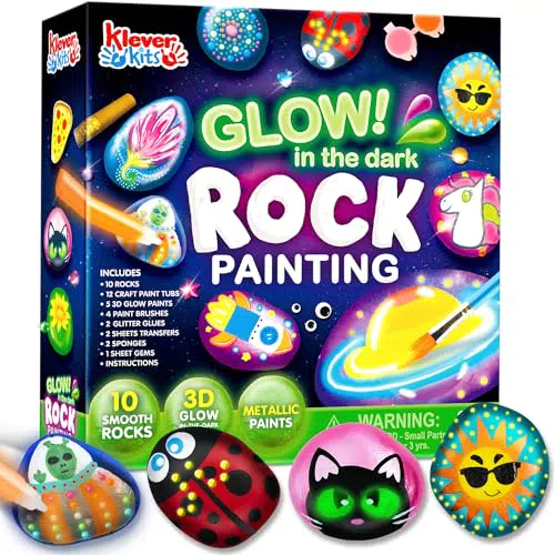 JOYIN Kit de suministros de bricolaje con 10 pinturas de rocas creativas para manualidades con 18 pinturas Decora la tuya propia para niños