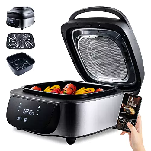 MasterPRO Grill Eléctrico Smokeless con Tecnología Cyclonic Air Max 1760W