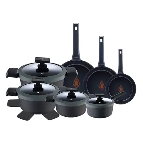 MasterPro Gastro Sartenes Antiadherentes de Aluminio Fundido Reciclado, BGKIT-0101