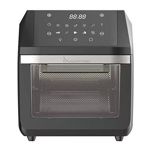 MasterPro ROCKET 1100 - Freidora de aire caliente 11L SIN PFAS y mini horno 1800W con revestimiento cerámico CERATECH- 10 programas y control de temperatura - Con Cesta giratoria