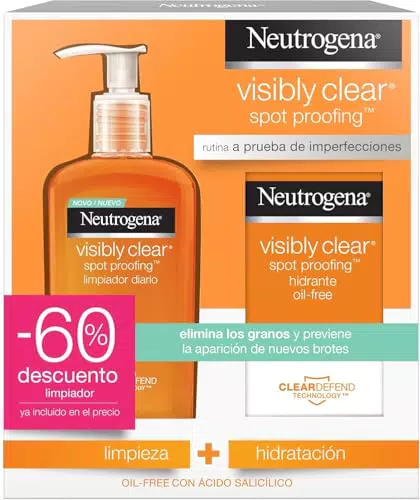 Neutrogena Visibly Clear Spot Controlling, rutina de cuidado facial con ácido salicílico