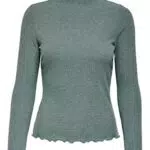 ONLY ONLEMMA L/S High Neck Top Noos JRS Camiseta, Color Verde bálsamo: Melange