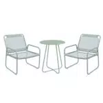 Outsunny Conjunto de Jardín Exterior Muebles de Jardín Exterior Juego de 1 Mesa Redonda y 2 Sillas de Terraza con Marco de Acero Reposabrazos y Almohadillas Ajustables para los Pies Verde