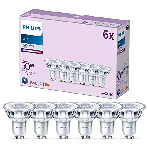 Philips - Bombilla tipo foco 4.6W 390 lúmenes, casquillo GU10