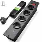 Regleta de Mesa con USB C PD20W, Enchufe Empotrable 4 Tomas con Interruptor