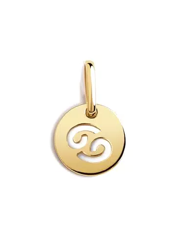 SINGULARU - Charm Mini Medallion Zodiaco. Colgante en Plata de Ley con Acabado Baño de Oro de 18Kt. Charm Combinable con Collar. Joyas para Mujer. Cáncer