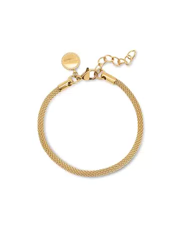 SINGULARU - Pulsera Mara. Acero con Acabado en Baño de Oro de 18kt. Largo de 16 + 3 cm Grosor del Hilo de 3