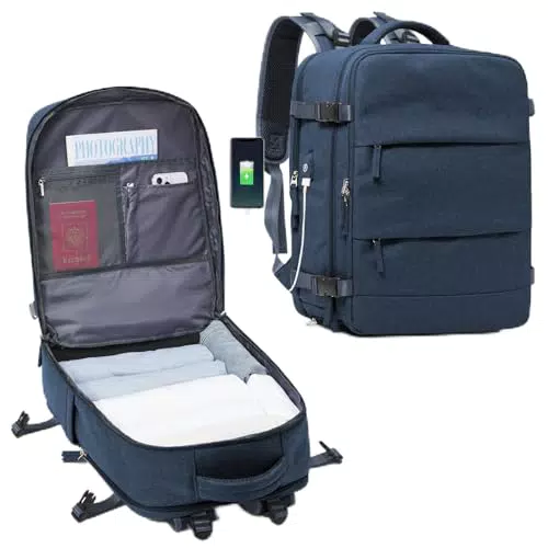 SZLX Mochila Viaje Cabina Avion Mujer Ryanair Equipaje de Mano 45x36x20 Easyjet Maletas de Viaje Cabina para Portatil 15.6 Pulgadas Impermeable Bolsa de Viaje Hombre para Trabajo