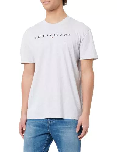 Tommy Jeans Camiseta de Manga Corta Hombre Linear Logo de algodón