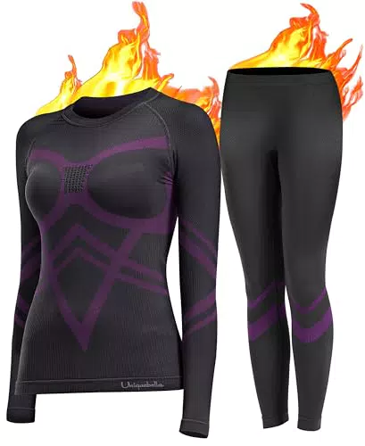 UNIQUEBELLA Ropa Interior Funcional de Mujer, Ropa Interior térmica Conjunto de Ropa Interior térmica de esquí