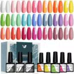 VANREESA 24 Pcs Esmalte Semipermanente para Uñas, 21 Colores Pintauñas Semipermanentes con Base