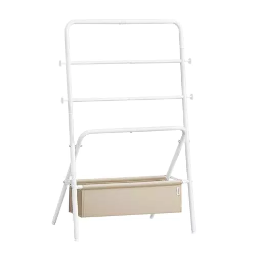 VASAGLE Toallero de Pie, Estante para Mantas, Plegable