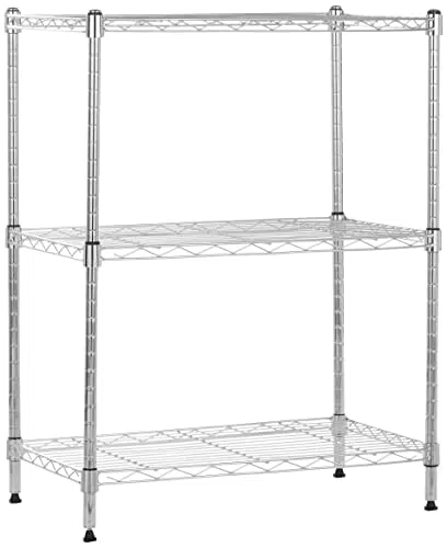 Amazon Basics - Unidad de almacenamiento con 4 estantes estrechos de las baldas ajustable y patas ajustables para nivelar