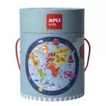 APLI KIDS - Puzle circular mapamundi educativo para niños