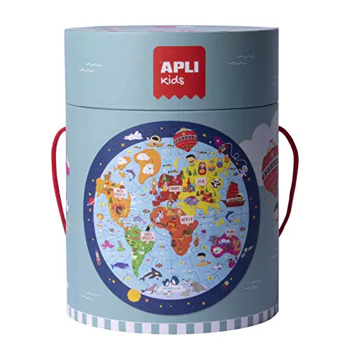 APLI KIDS - Puzle circular mapamundi educativo para niños