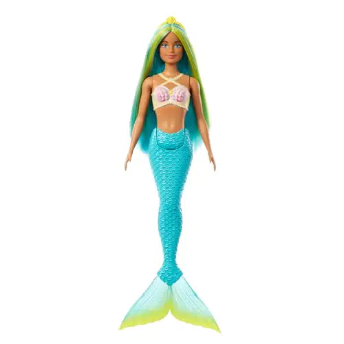 Barbie Muñeca Sirena con Diadema y Cuerpo de Conchas - HRR03 para +3 años