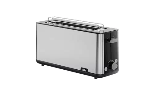 Braun PurShine HT1610BK - Tostadora de ranura extra larga y 8 niveles de tostado
