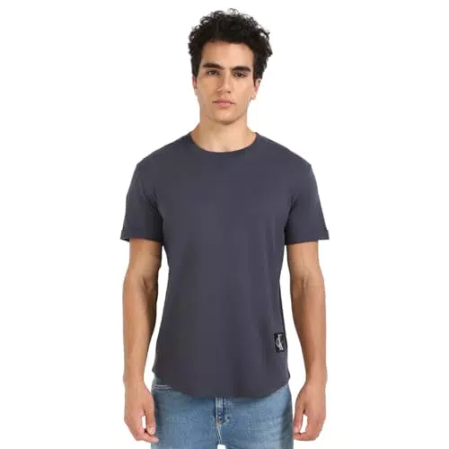 Calvin Klein Camiseta de manga corta Hombre Badge Turn Up Sleeve con cuello redondo