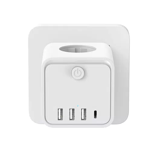 Cubo Enchufe USB 7 en 1 - Regleta Múltiple con Tomas y Cargador USB para Oficina