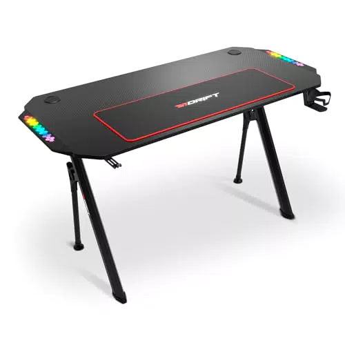 Drift Gaming DRDZ75 - Mesa Gaming con tablero de fibra de carbono y soporte para auriculares