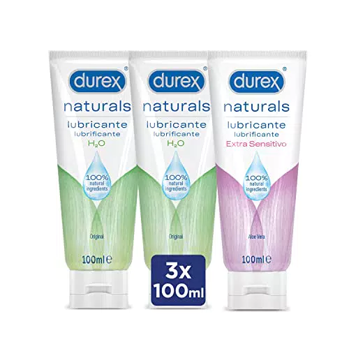 Durex Naturals Lubricante a Base de Agua, 100% Natural sin Fragancia
